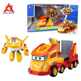 Super Wings Golden Wheels Transforming Vehicle 3in1 Transformation Aircraft Track with MINI Boy Anime Kid Toy 240119