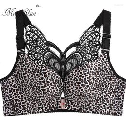 Reggiseni Reggiseno con fibbia anteriore senza acciaio e intimo grande Donna Taglia grande Farfalla lucida Bellezza Indietro Push Up 120D 120E