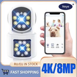 Dual Lens WiFi Camera Screen Baby Monitor Auto Tracking Ai Human Detection Indoor Home Secuiryt CCTV Video Surveillance