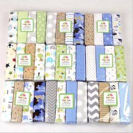 4pcs 102X76cm bed sheet wrapped blanket Cotton flannel born swaddle printed single layer 240127