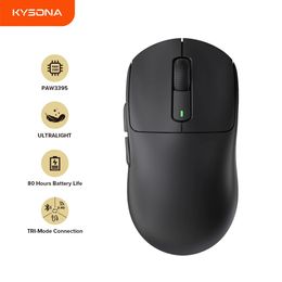 Kysona M600 Black PAW3395 Wireless Gaming Esports Mouse 55g 26000DPI 6 Buttons Optical PAM3395 Computer Mice For Laptop PC 240119