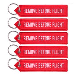 Keychains 5 PCS Embroidery Remove Before Flight Keychain Car Backpack Key Chain Pendant Trinket Ring Jewellery Gifts