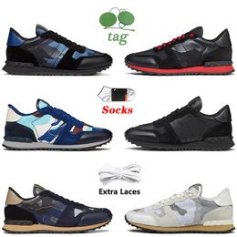 Popular styles Rockrunner Camo OG Casual Shoes Top Leather Camouflage Rubber Sole Military Green Triple Black White Grey Designer Women Men Luxury Flat Sneakers
