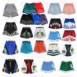 2024 shorts de grife rhude shorts verão moda praia calças homens mulher alta qualidade street wear vermelho azul preto roxo calças masculinas curto EUA tamanho: S-XL