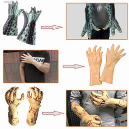 Party Masks Zombie Rotted Hands Gloves Latex Arms and Hands Gloves Halloween Haunted House Monster Costume T230905