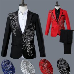 Three-dimensional Bilateral Mosaic Diamond Blazer Men Formal Dress Latest Coat Pant Designs Suit Wedding Suits For Men's & Bl213A