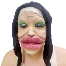 Party Masks Halloween Funny Ugly Face Mask Large Thick Sexy Lips Cosplay Full Face Mask Holiday Party Ball Trick Props 230905