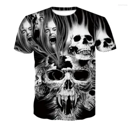 Men's T Shirts Summer Shirt For Men Black And White Skull 3D Printed Casual Streetwear Oversized Short Sleeve Boys Kids Punk Clothes
