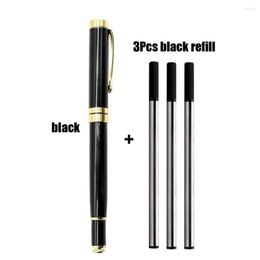 3Pcs 0.5mm Refills Pen Metal Gel Pens Set Black/Blue Ink Ballpoint Writing Office Accessories Stationery School Supplies