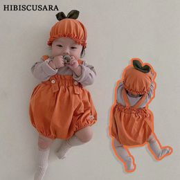 Clothing Sets Baby Halloween Costumes Pumpkin Lantern Suspender Short Pants Hat 2pcs Toddler Boys Girls jack o' lantern Outfits 230914