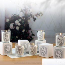 Candles Scented Aromatic Candles Luxury Box Romantic Rose Lavender Candle In Glass Jar Soy Wax Aroma Fragrance 50G Drop Delivery Dhkho