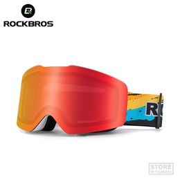 Ski Goggles ROCKBROS Ski Goggles Colour Changing Full Frame Large Vision Double Layer Anti-fog Men Women Single Board Polarised Ski Glasses 230918