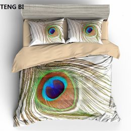 Bedding sets fashion simple style home textile digital printing peacock pattern bedding set US Australia EU country size 3PCS 230919