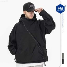Men's Jackets Fgss 2023 Autumn/winter New High Street Fashion Brand Loose Functional Oblique Zipper Charge Coat Jacket Work Coat5gyk