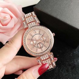 2023 Fashion Brand Watches digital watch Women Girl Crystal Diamond 3 Dials Style Metal Steel Band Quartz Wrist Watch Wholesale Free Shipping