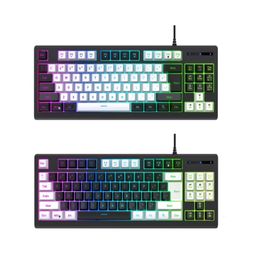 Keyboards USB Gaming Keyboard 87Keys Mechanical Feeling RGB Backlit Double Colors Keypad 230927