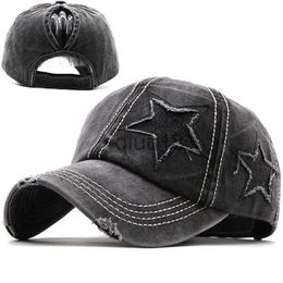 Ball Caps % Washed Denim Hole star Baseball cap Snapback Hats Autumn Summer fishing Hat for Men Women Caps Casquette hats Gorras x0927