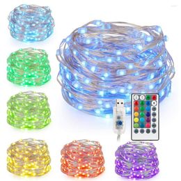 Strings 16color LED String Light Remote USB BATTERY RGB Copper Wire Lamp Waterproof Garland Fairy Christmas Tree Decoration