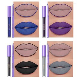Lip Gloss Liner And Lipstick Set 4 Liquid Sticks Matching Waterproof Long Lasting Lips Makeup Kits Non-Stick Cup