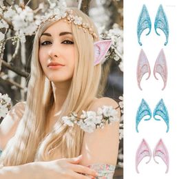 Backs Earrings 1 Pair Shiny Sequins Pointed Elf Ears Latex Fairy Cosplay Jewellery Costume Party Halloween Movie Shoot Props
