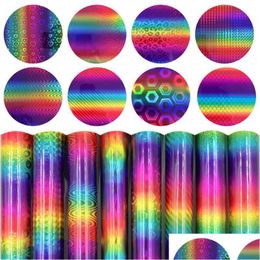 Window Stickers Holographic Rainbow Leopard Permanent Gradient Adhesive Craft Making Sign Cricut Film For Wall Glass Car Cup Decor D Dhk4B