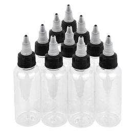 Tattoo Supplies Other 10Pcs 60ml 2OZ Empty Bottles Plastic Cleanlabs Ink Pigment Clear Bottle With CapOther
