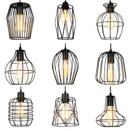 Industrial Pendant Light Fixtures Farmhouse Black Cage Hanging Ceiling Light Pendant Lighting for Kitchen Island Dining Room(No Bulb)