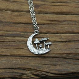 Pendant Necklaces Witch Gothic Crescent Natural Mushroom Necklace Women's Jewellery Gift