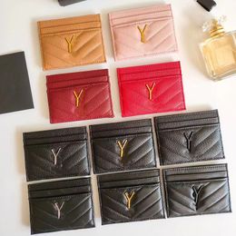 Designer Card Holder Men Womens Cards Holders Black Lambskin Mini Wallets Coin purse pocket Interior Slot Pockets Genuine Leather small bag gift wholesale