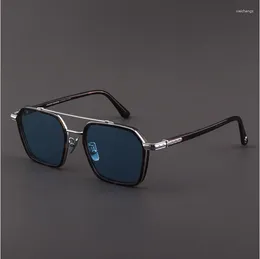 Sunglasses Titanium Acetate Polarized Frame Vintage Men Eyewear Goggle UV400 Driving Outdoor Sun Glasses Women