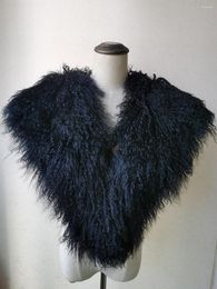 Scarves Real Mongolian Lamb Fur Scarf Shawl Wraps Women Winter Warm Cape Pashmina Party Dinner Black Grey