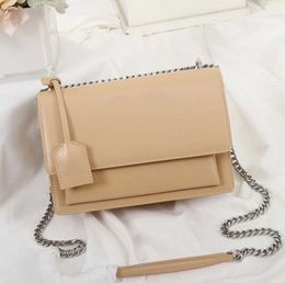 Clutch flap luxury Designer SUNSET tote bag shoulder WOC smooth Leather Metal fittings envelope metal sign handbag with key ring chain crossbody bag