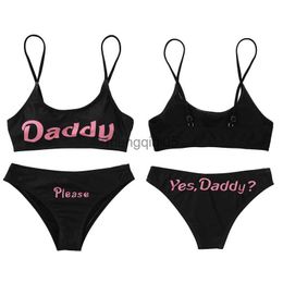 Sexy Set 2020 Womens Yes Daddy Baby Lover Bra Crop Tops with Briefs Lingerie Exotic Set Anime Cosplay Comes Babydoll Bikini Swimwear HKD230814