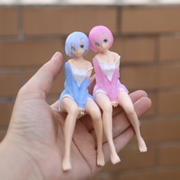 Action Toy Figures 14CM Action Figure Re Life In A Different World From Zero Ram Rem Sit Down PVC Collection Action Figure Model Toys Dolls 230814