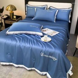 Bedding Sets High Quality Comfortable Noble Grey Silk Quilt Cover Bed Sheet For Bedroom