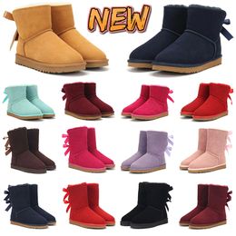 Famous uggity boots for women Australia Australian Classic Warm Boots Womens half Snow Boot bow Winter Full fur Fluffy furry Satin Ankle Bootss Booties 36-41