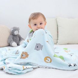 Blankets 100X80cm Four Layers Of Gauze Breathable Stroller Baby Blanket Children Cartoon Holding Born Bath Towel