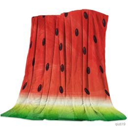 Blankets Watermelon Fruit Print Flannel Cozy Warm Throw Blankets Fluffy Soft for Bed Sofa Rug Plush Portable Camping Travel Blanket R230824