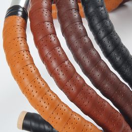 Bike Handlebars Components Handmade Bicycle Bent Handlebar Tapes Fixie Vintage Microfiber Leather Brown Road Bike Handle Tape One Size Four Colors Optional 230824