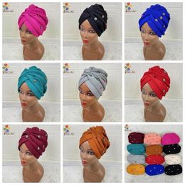 Ethnic Clothing 2023 Cotton Solid Folds Diamond Muslim Women Inner Hijab Caps Arab Wrap Head Hair Bonnets Cap For