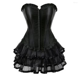 Bustiers & Corsets Gothic Corset Skirt For Women Steampunk Halloween Dress Korsage Sexy Lace Up Boned Classic Clubwear Carnival Costume