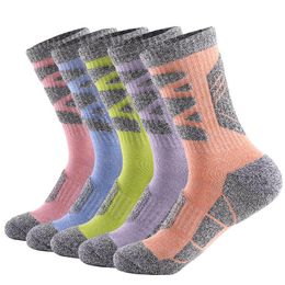 Men's Socks Urgot 5 Pairs Men And Women Thick Towel Bottom Outdoor Hiking Running Sweat-absorbent In-tube Sports MeiasMen's