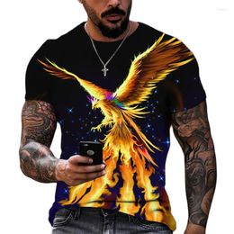 Men's T Shirts Summer Men's T-shirts 3d Phoenix Print Florid Short Sleeve Tops Fashion Hip-hop Tees Bird Oversized Shirt Vintage Man