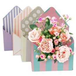 Gift Wrap 4Pcs Florist Bouquet Envelope Box Flower Wrapping Paper Packaging Boxes Folding Flower Envelope Basket For Wedding Party 230316
