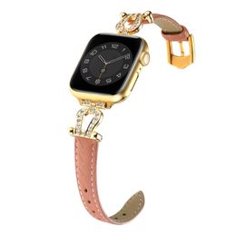 Diamond Bracelet Braided Leather Strap For Apple Watch band 44mm 45mm 44mm 42mm 41mm 40mm 38mm Luxury Wristbands iWatch Series 8 7 6 5 4 Reaplacement Watchband