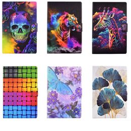 Skull Tiger Flower Leather Wallet Tablet Cases For Ipad Mini 6 1 2 3 4 5 7.9 8.3 inch Fashion Butterfly Giraffe Weaving Leaves Floral Credit ID Card Slot Holder Stand Pouch