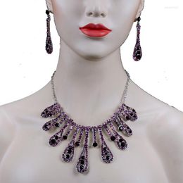 Necklace Earrings Set CHRAN Beautiful Costume Jewellery Drop Design Silver Plated Austrian Crystal Prom Party For Women