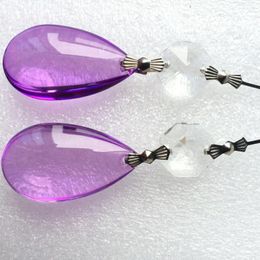 Chandelier Crystal 10pcs/lot 72mm Sparkle Purple Prisms Pendant Glass Hanging Drops For Beautiful Christmas Tree Decoration Supplies