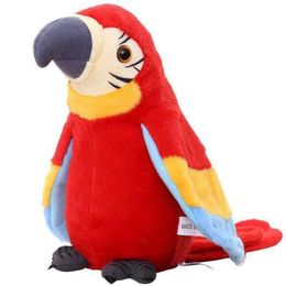 Electronic Plush Toys Cute Electric Talking Parrot Plush Toy Speech Record Repetitive Wave Wings Electronic Bird Filled Plush Toy as a Gift for Children 230329