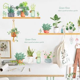 Wallpapers Plant Pot Wall Sticker Self Adhesive Stickers Home Creative House Decoration Wall Decor Living Room Bedroom Small Fresh Sticker 230505